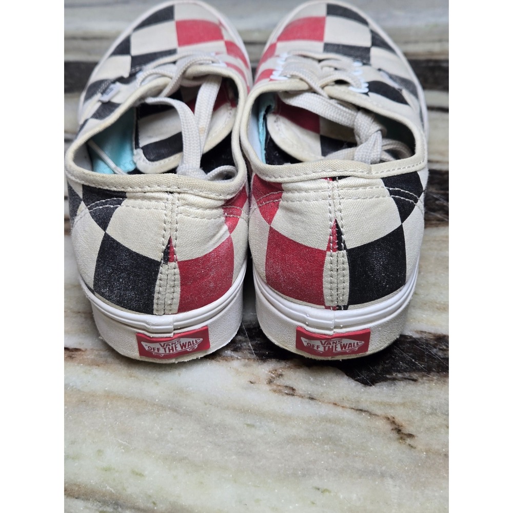 Vans Authentic ComfyCush Red Black Checkerboard Sneakers Mens 7.5 Womens 9 - Picture 5 of 8